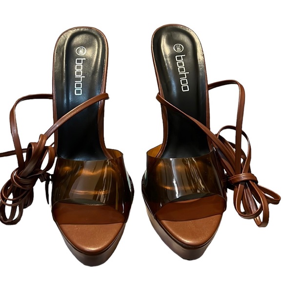 Boohoo Shoes - Brown Lace Up Stiletto Heel